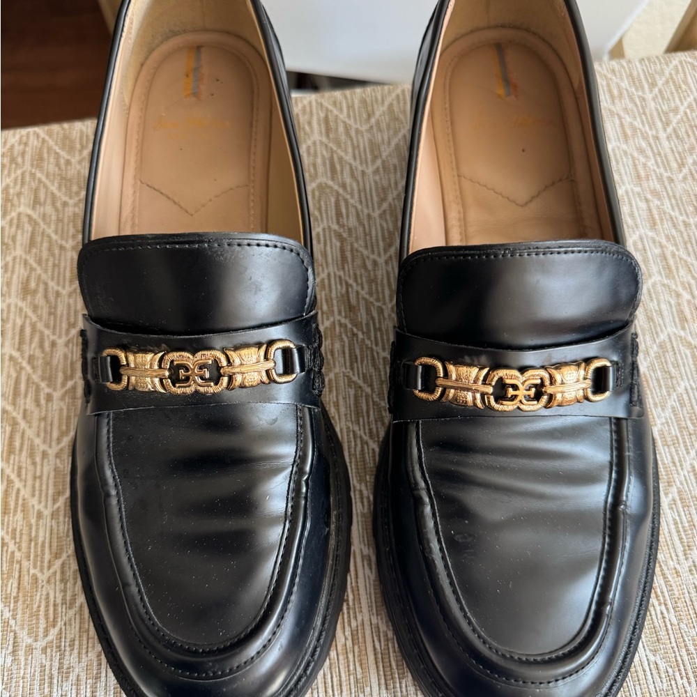 Sam Edelman Black Loafers with Gold Accent